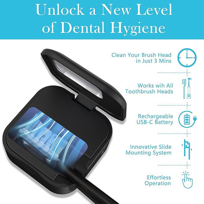 Portable Toothbrush Sanitizer & Toothbrush Holder, Travel Toothbrush Case -Manual/Electric Toothbrush Covers for Any Toothbrush Head - Rechargeable Travel Toothbrush Case with Cover, Clean for Home