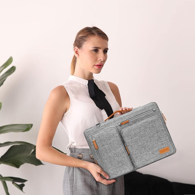 MOSISO 360 Protective Laptop Shoulder Bag,15-15.6 inch Computer Bags Compatible with MacBook Pro 16 inch, HP, Dell, Lenovo, Asus Notebook,Side Open Messenger Bag with 4 Zipper Pockets, Gray