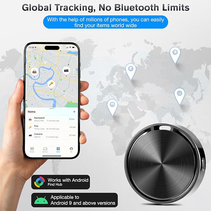 Andriod Airtag,Andriod Tracker, Android Airtags-4 Pack for Andriod Phones Only,Works with Google Find My Device App, Tracker Tag, Key Finder and Item Locator for Luggage, Backpack, Suitcases
