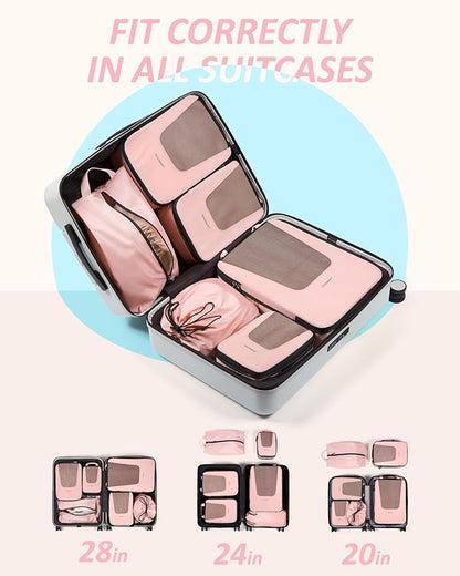BAGSMART Compression Packing Cubes for Travel, 6 Set/5 Set/4 Set, Compression Suitcase Organizer Bags Set for Suitcases Travel Essentials, Lightweight Packing Organizers