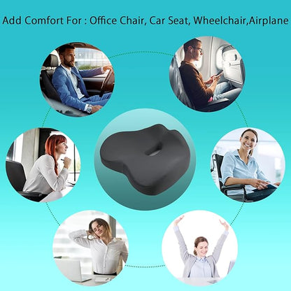 Chair Seat Cushion, Memory Foam Cushions for Office Chair, Car Seat, Airplane, Relieving Pressure Tailbone Sciatica Back Pain for Long Sitting Office Workers, Car Drivers（Grey）