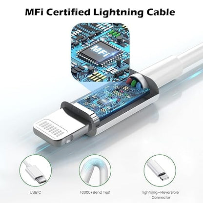 Fast Charger iPhone,10 Feet iPhone Charger,Super Fast Charging Block with 10Foot USB C to Lightning Cable Type C Wall Plug Charging for iPhone 14/14 Pro Max/14 Plus/13/13 Mini/12/11/X/XR/SE,iPad