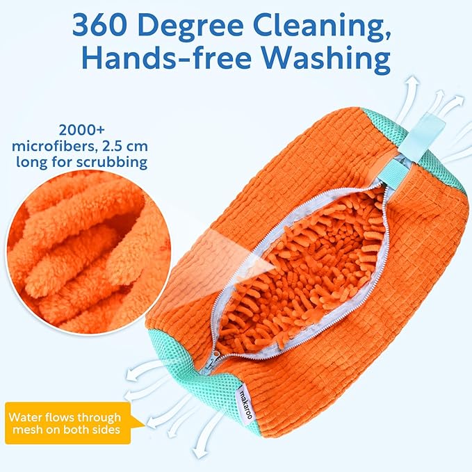 Shoe Bag For Washing Machine Laundry Shoe Bag 2 PCS Set Orange, Sneaker Trainer Tennis Shoe Washing Machine Bag, Shoe Washing Bag Fluffy Fiber Inside, Large Size Shoe Laundry Bag, Shoe Cleaning Bag