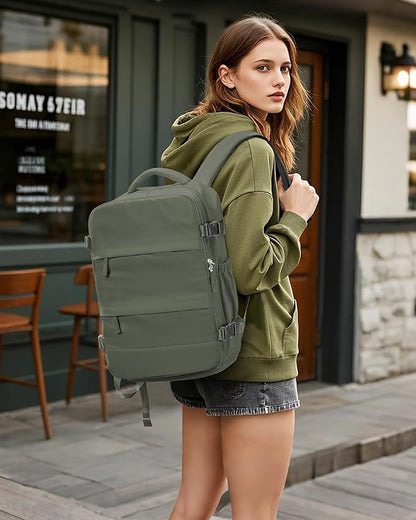 Vacuum Backpack Travel with Pump,Vacuum Seal Bags for Clothing, Shoe Compartment,United Airlines Personal Item Bag 17x10x9,Mochila compresion al vacio,Brown Green