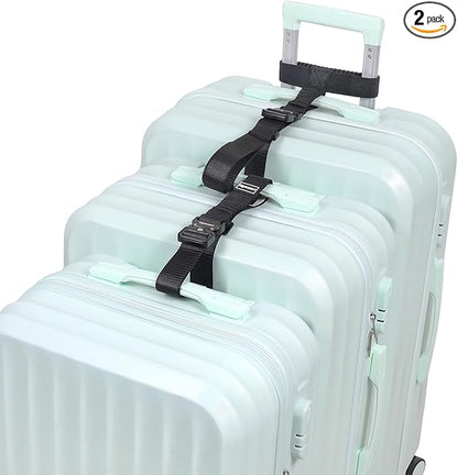 Vigorport Luggage Straps, Straps for Suitcase, Add A Bag Stretchable Attachment Accessories for Connect Your 3 Luggage Together (Black, 1.25" Width)