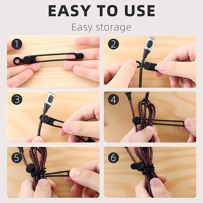 Data Cable Organizer, 2025 New Elastic Silicone Cable Straps Cord Organizer, Reusable Cable Ties Wire Organizer for Bundling and Fastening Earphone, Phone Charger (24 Pcs)