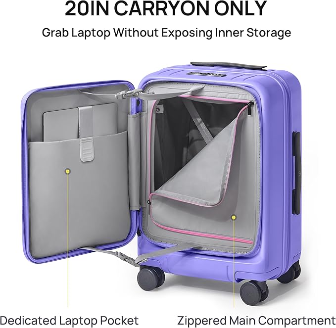 NINETYGO Large Checked Luggage 28 Inch, Top Opening Luggage Checking In Luggage, Expandable, PC Hard Shell, Larger Capacity Checked, TSA Lock, 360° Spinner Wheels (Purple)