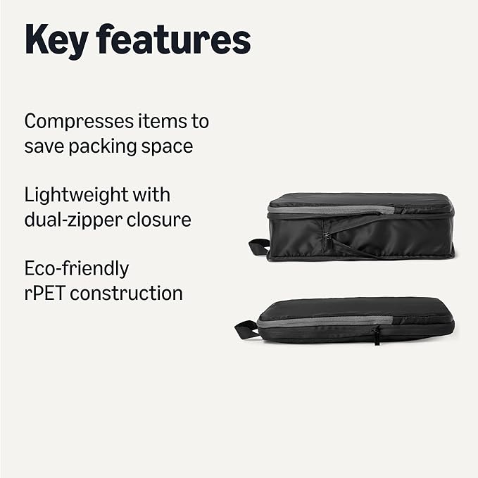 Amazon Essentials Ultralight Compression Packing Cubes Packing Organizer black 4 pack Black