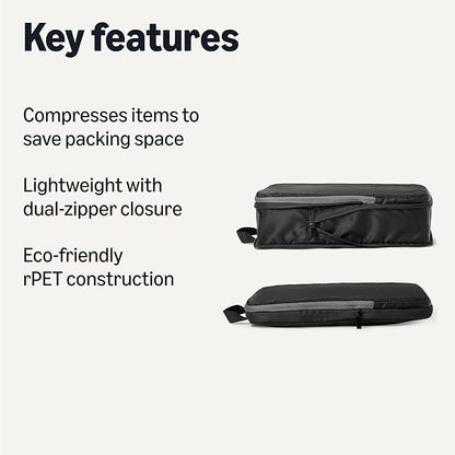 Amazon Essentials Ultralight Compression Packing Cubes Packing Organizer black 4 pack Black