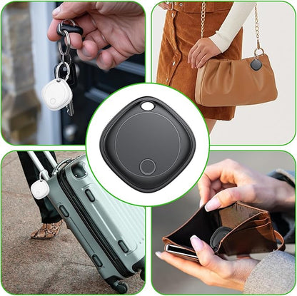Air Tracker Tags-4 Pack, Bluetooth Tracker Works with Apple Find My APP (iOS Only), Bluetooth Air Tracker Tags Finder and Item Locator for Keys, Bags, Luggage, Wallet, Replaceable Battery