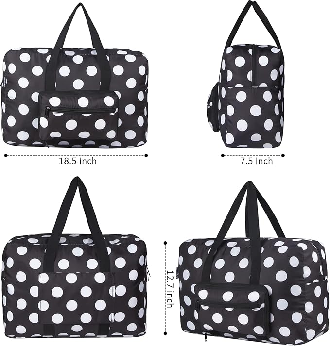 F.FETIVIN Weekender Bag Carry On Travel Duffle Medium Overnight Bag for Women(Black Dot)