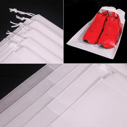 24 Pack Portable Shoe Bags for Travel Large Shoes Pouch Storage Organizer Clear Window with Drawstring for Men and Women White