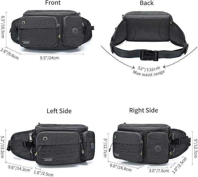 TUDEQU Hiking Fanny Pack for Men Women Large Hiking Waist Packs Mens Fanny Pack Crossbody Waist Bag for Men for Travel