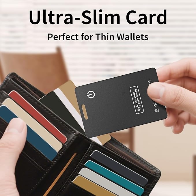 Wallet Tracker Card Air Tags-2Pack (iOS Only), Bluetooth Tracker with Apple Find My, iPhone Smart Card Rechargeable Thin Finder, IP65 Waterproof, Keys Finder, Item Locator for Luggage Tags, Passports