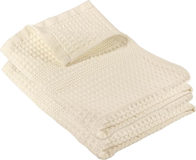 GILDEN TREE Waffle Hand Towels for Bathroom Quick Dry Towel Super Absorbent Thin 100% Cotton Lint Free, Hand Towels for Bathroom Set of 2, Classic Style (Cream)