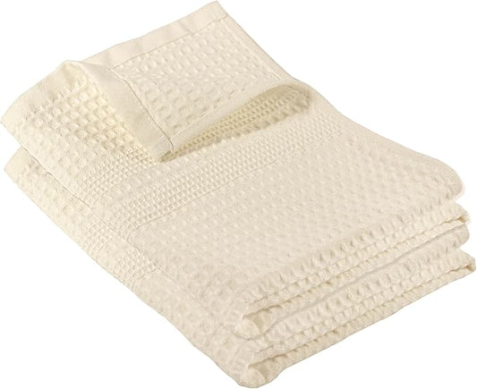 GILDEN TREE Waffle Hand Towels for Bathroom Quick Dry Towel Super Absorbent Thin 100% Cotton Lint Free, Hand Towels for Bathroom Set of 2, Classic Style (Cream)