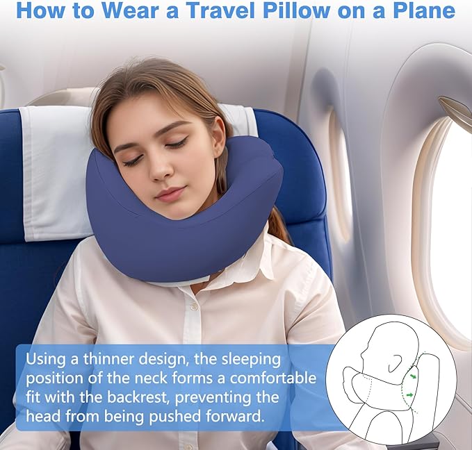 jiaao Travel Neck Pillow, Memory Foam Travel Pillow, Includes 3D Eye Masks, Earplugs, and Storage Bag, U-Shaped Napping Pillow for Airplanes, Cars, Trains, Home