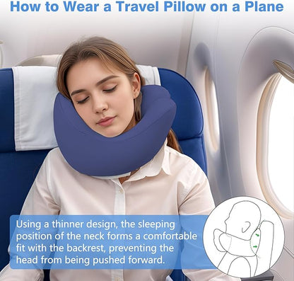 jiaao Travel Neck Pillow, Memory Foam Travel Pillow, Includes 3D Eye Masks, Earplugs, and Storage Bag, U-Shaped Napping Pillow for Airplanes, Cars, Trains, Home