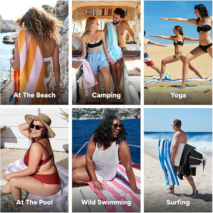 Dock & Bay Beach Towel - Quick Dry, Sand Free - Compact, Lightweight - 100% Recycled - Includes Bag - Mellow Yellow - Large (160x90cm, 63x35)