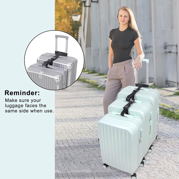 Vigorport Luggage Straps, Straps for Suitcase, Add A Bag Stretchable Attachment Accessories for Connect Your 3 Luggage Together (Black, 1.25" Width)