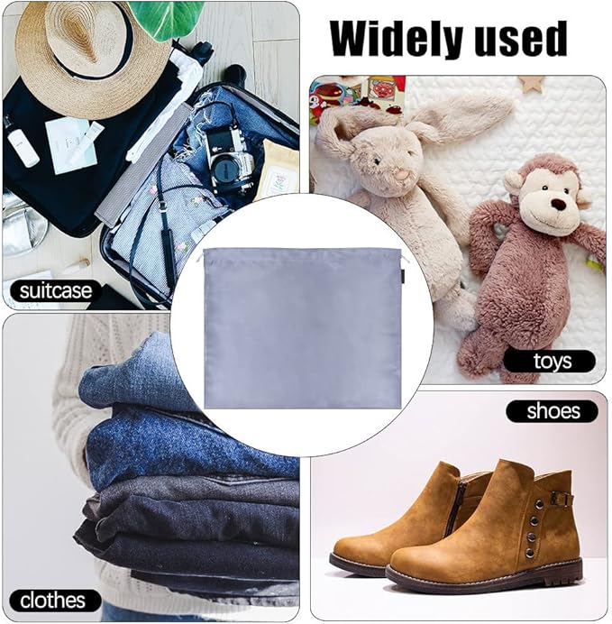 6 Pack Dust Bags for Handbags Silk Dust Cover Bag for Handbags Purses Shoes Boots, Silk Dustproof Drawstring Bag Travel Storage Pouch (Gray, 23.6 × 19.6 in)