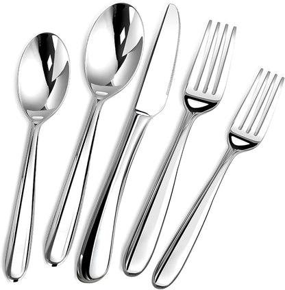 Heavy Duty Silverware Set for 6, 30 Piece Premium Stainless Steel Flatware Utensils Cutlery Set Including Steak Knife Fork and Spoon, Dishwasher Safe, Gift Package for Wedding Housewarming