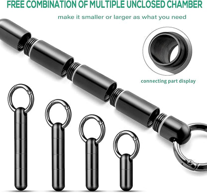 TISUR Keychain Pill Holder, Titanium Pill Case Small Pill Organizer Waterproof Pill Box, EDC Portable Pill Container Metal Tube for Travel Purse Outdoor