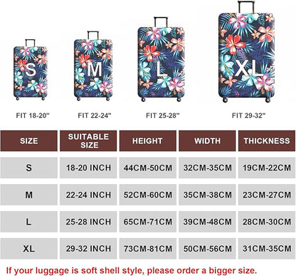 WUJIAONIAO Travel Luggage Cover Baggage Suitcase Cover Protector Skins 18-32 Inch (Flower, L (for 25-28 inch luggage))