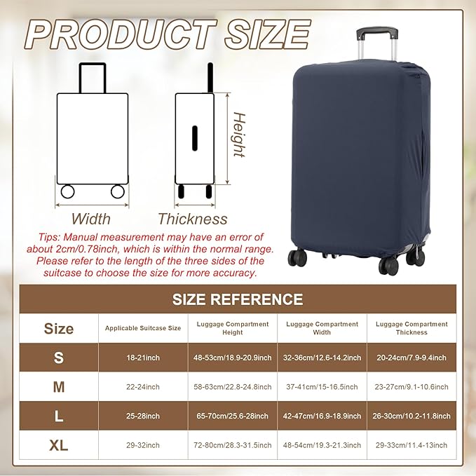 uxcell Luggage Cover for Suitcase Protector, Fit 21-25 Inch Luggage Elastic Suitcase Cover Scratch-Resistant Covers for Travel Business Trips, Navy Blue (M)