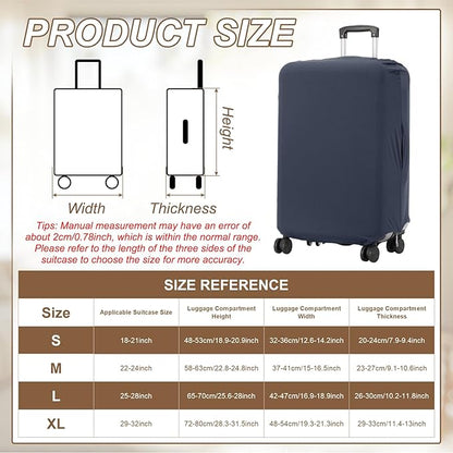 uxcell Luggage Cover for Suitcase Protector, Fit 21-25 Inch Luggage Elastic Suitcase Cover Scratch-Resistant Covers for Travel Business Trips, Navy Blue (M)
