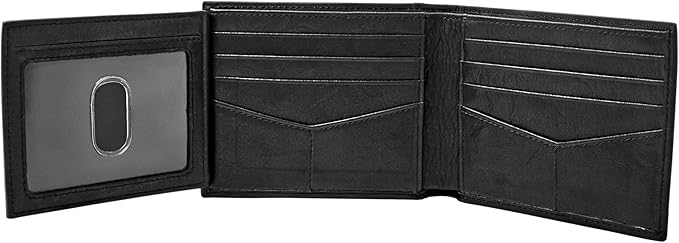 Fossil Men's Ingram Leather RFID-Blocking Bifold with Flip ID Wallet, Black, (Model: ML3784001)