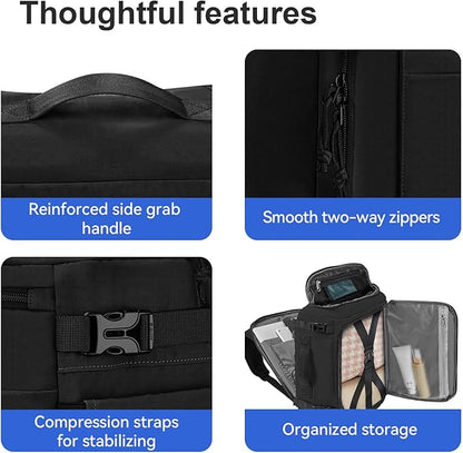 Carry On Travel Backpack with Shoe Compartment Flight Approved Laptop Backpack Expandable Work Business Backpack for Women Men Casual Daypack, Black