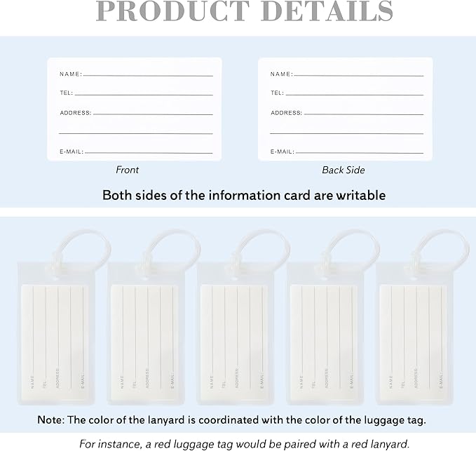 100 Pack Luggage Tags for Suitcases, Airplane Travel Essentials for Flying, International Travel Must Haves, and Luggage Accessories by Sodsay