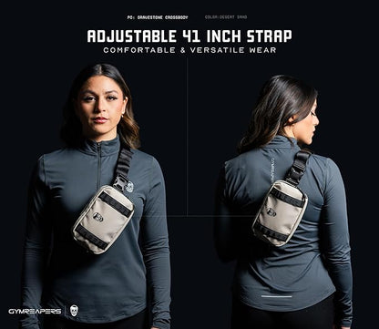 Gymreapers Travel Small Crossbody Bags for Men & Women with Hidden Pocket - Waterproof Crosssbody Fanny Pack for Men with Adjustable Shoulder Sling Belt for Traveling, Running & Hiking (Desert Sand)