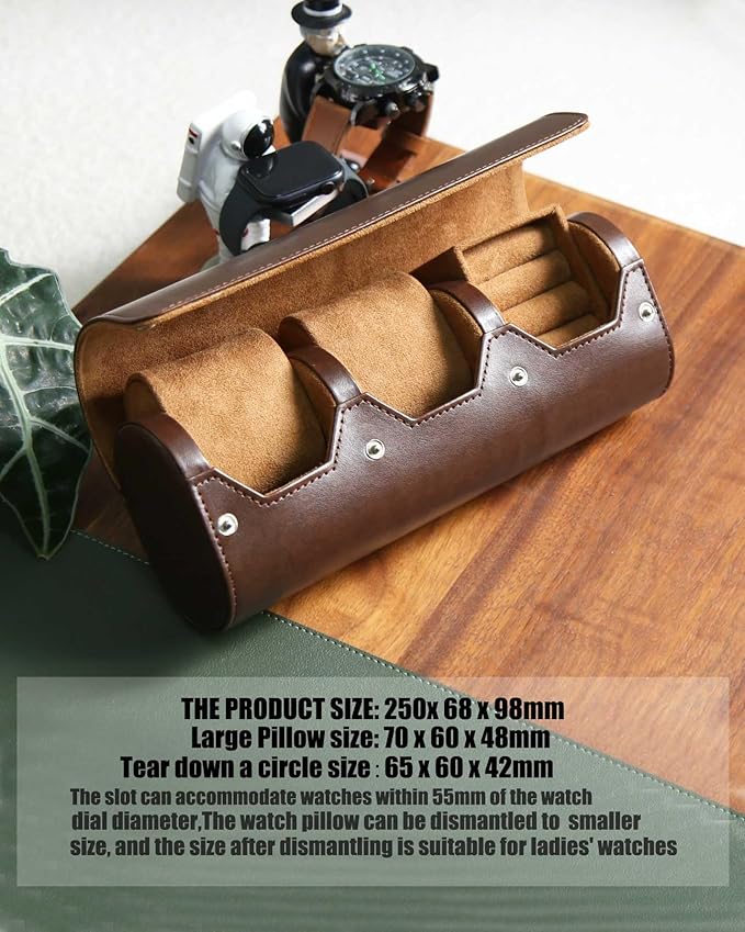 Mens Watch and Cufflink Travel Set, PU Leather Case - 2 Watch & Cufflink Organizer, Portable Storage Box Gift Set