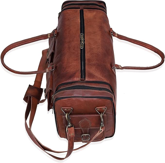 Handmade Vintage Travel Luggage 30 Inch Duffel Gym Sports Bag Weekender Travel Overnight Carry One Duffel Bag For Men (32 inch large)