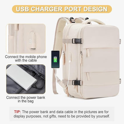 Casual Backpack Traveling Backpack, A-beige, Expandable, Travel Backpacks