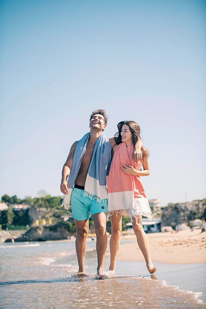 Bazaar Anatolia Turkish Beach Towel 100% Cotton Bath Towels 71x39 Quick Dry Sand Free Lightweight Large Oversized Herringbone Red