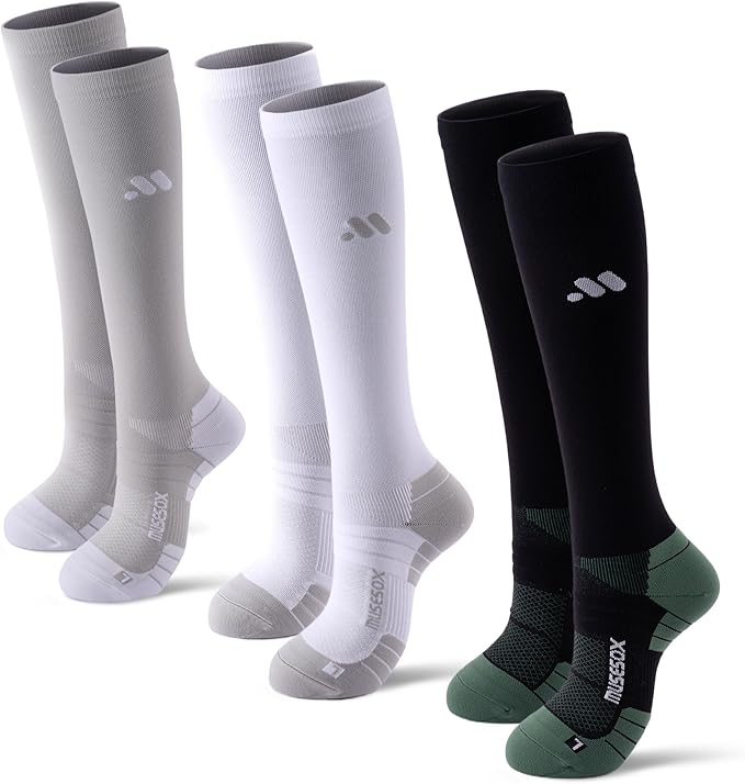 Compression Socks for Women and Men,Knee High 15-20mmHg Graduated Circulation(3 Pairs) for Nurses,Pregnant,Travel