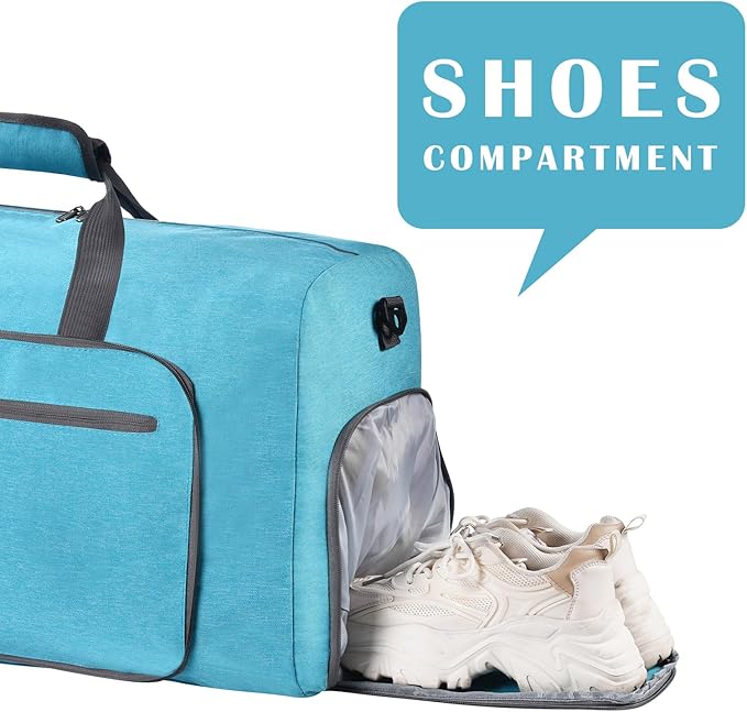 Felipe Varela Duffle Bag with Shoes Compartment and Adjustable Strap,Foldable Travel Duffel Bags for Men Women,Waterproof Duffel Bags