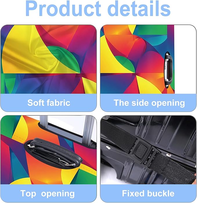 Luggage Cover Washable Suitcase Protector Anti-Scratch,Stretchable Fit for 20-34Inch Luggage Durable Travel Bag Cover with Zipper Closure (Multicolored, XL(fits 32-34Inch suitcase))