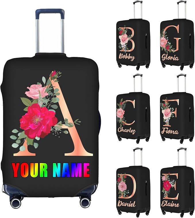 Custom Luggage Cover Personalized Luggage Cover Add Your Name Elastic Travel Suitcase Cover Washable Anti-Scratch Suitcase Protector Cover for Travel Business S(Fit 18-21inch suitcase)