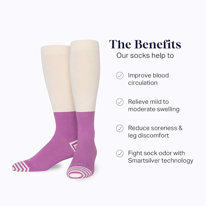 Comrad CloudCotton Knee High Socks - 15-20mmHg Graduated Compression Socks - Combed Cotton Support Socks