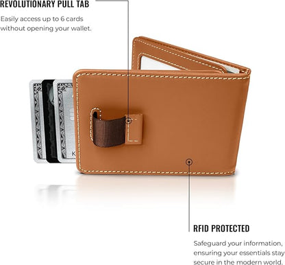 Kings Loot Wallet for Men | Customized Minimalist Slim RFID Blocking Leather Design with Cash Pocket & Card Pull Strap | Holds 1-15 Cards | Stylish & Durable Wallets