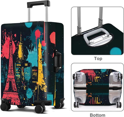 Luggage Cover Washable Suitcase Protector Anti-scratch Suitcase cover Fits 20-34 Inch Luggage (Tower-4, L(28-30inch suitcase))
