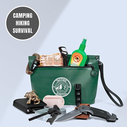 Tactiko Heavy-Duty Splash Water Resistant Zipper Pouches - 2L Hold-All Organizers for Dry Bags, Travel Bags (Green)