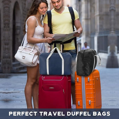 Sweetude 24 Pcs Travel Duffel Bags Bulk Foldable Luggage Bag Women Men Waterproof Carry Tote with Trolley Sleeve for Gym, Overnight, Airlines(Navy Blue, Wine Red, Black)