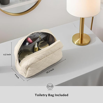 STOVER Women’s Convertible Garment Duffel Bag for Travel – 2-in-1 Carry-On Weekender/Overnight Tote - Wrinkle-Free Dresses, Hanging Suits & Clothes + Shoe Compartment & Bonus Toiletry Bag (Cream)