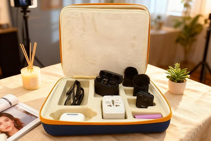 Electronics Organizer Case, Daily Tech Accessories Storage Bag for Charger, Cables, Power Bank, Lapel Mic,Watch, Passport, Travel Electronic Organizer Case for Travel Live Streaming Business Trip