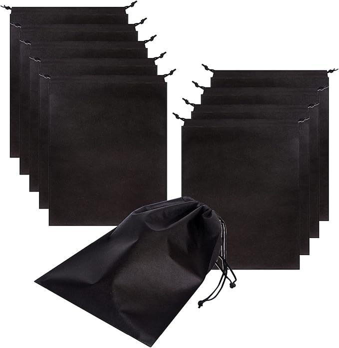 Set of 10 Jumbo Shoe Bags for Travel Non-Woven with Rope for Men and Women Large Shoes Pouch Storage Packing Organizers